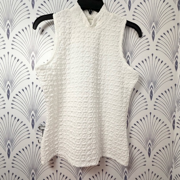 Cyrus White Ribbed Mandarin Collar Blouse - Picture 1 of 3
